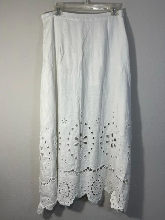 Madewell NWT Eyelet Embroidered Maxi Skirt Size 6 in Salt - Picture 11 of 16